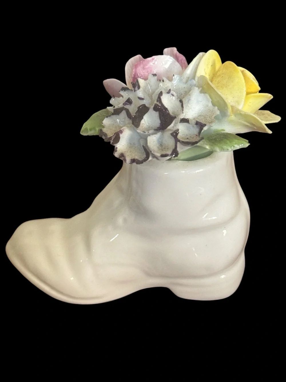 Vintage Royal Doulton Bone China Floral Boot Figurine!